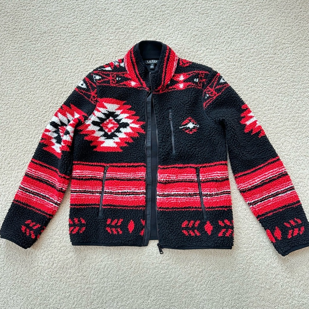 Lucky Brand Red and Black Patterned Jacket